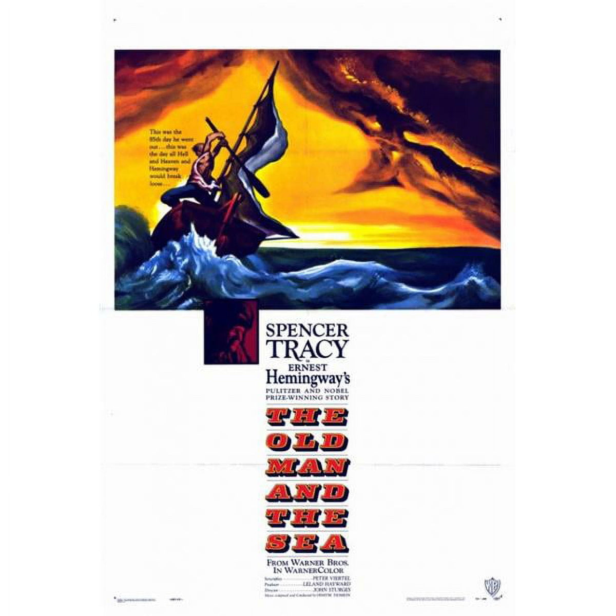 The Old Man and the Sea movie poster print in vibrant colors.