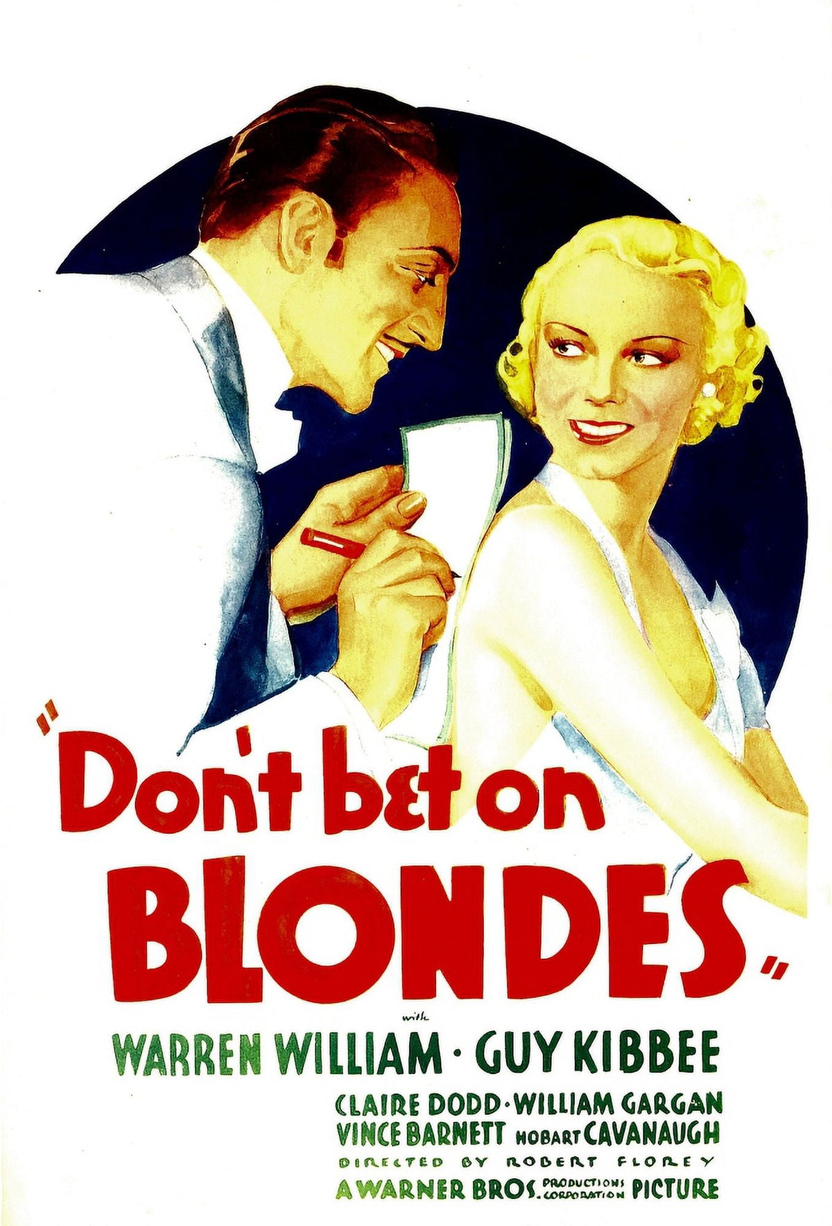 Don't Bet on Blondes 1935 movie masterprint poster featuring Warren William and Claire Dodd.