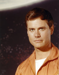 Larry Hagman portrait photo print in orange jacket