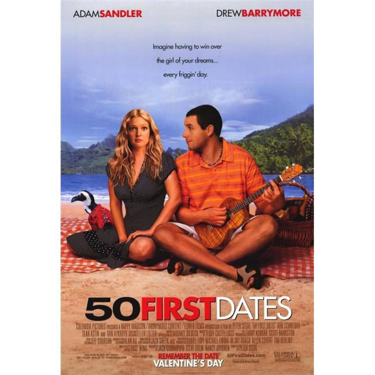 50 First Dates Movie Poster Print featuring Adam Sandler and Drew Barrymore