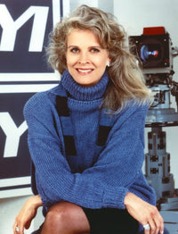 Candice Bergen portrait photo print in blue sweater, 8 x 10 size.