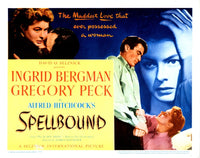 Spellbound movie lobby card print featuring Ingrid Bergman and Gregory Peck.