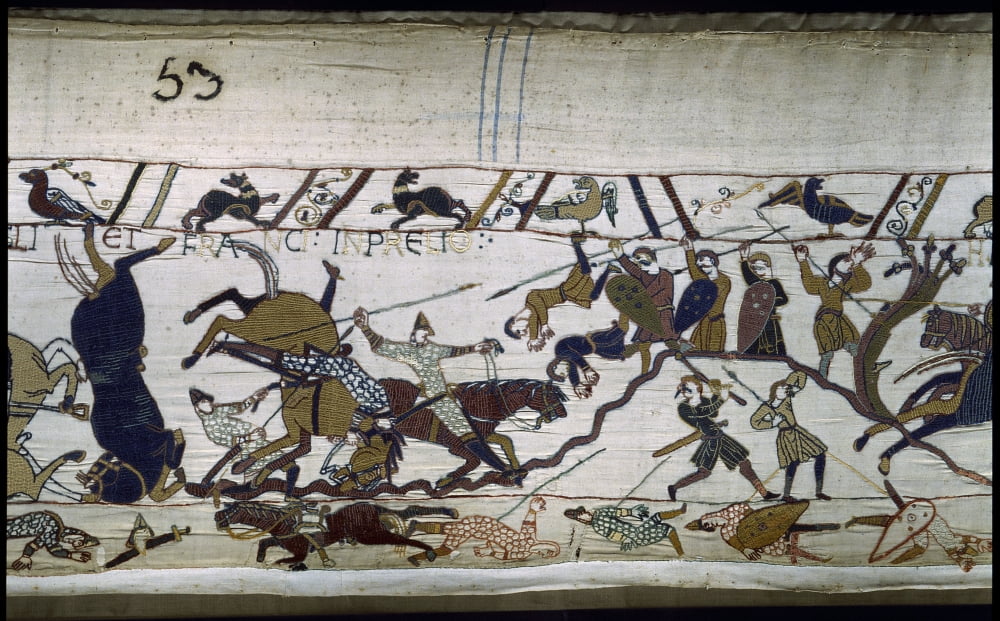 Bayeux Tapestry Poster Print showcasing historical embroidery art.