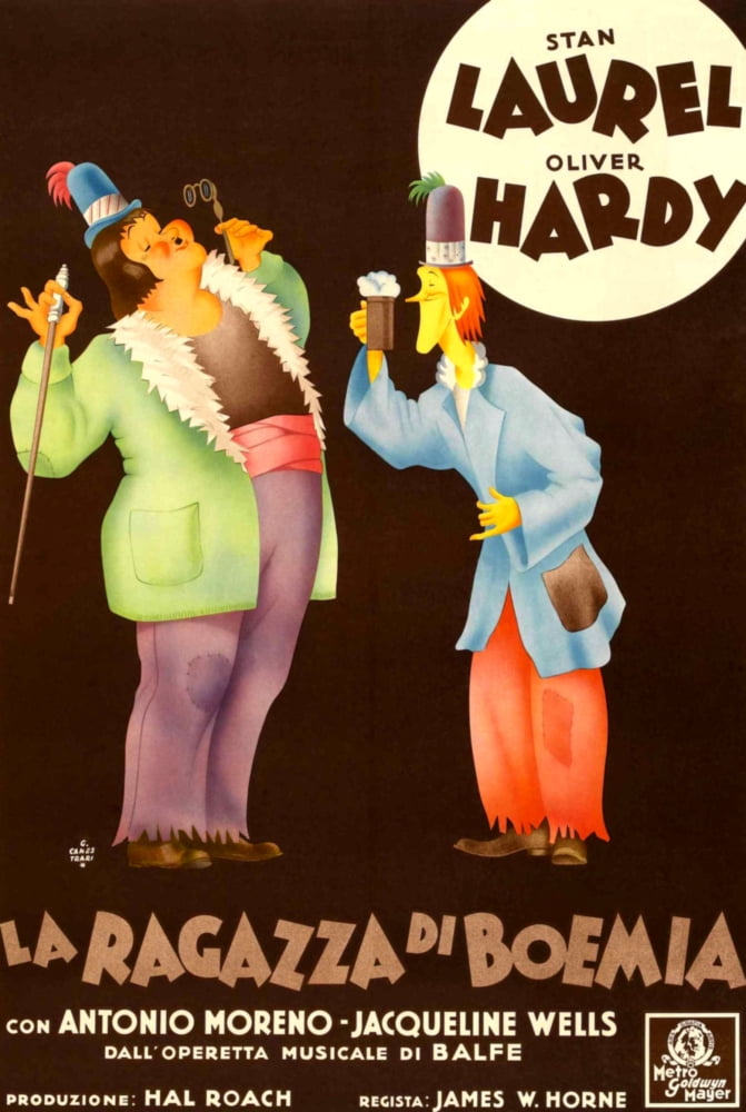 The Bohemian Girl movie poster featuring Oliver Hardy and Stan Laurel.