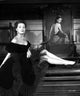 Black and white photo print of Yvonne DeCarlo in a stylish black outfit