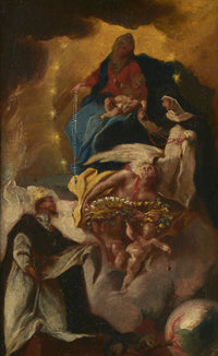 St. Dominic Receiving the Rosary from Mary Poster Print by Johann Konrad Wengner
