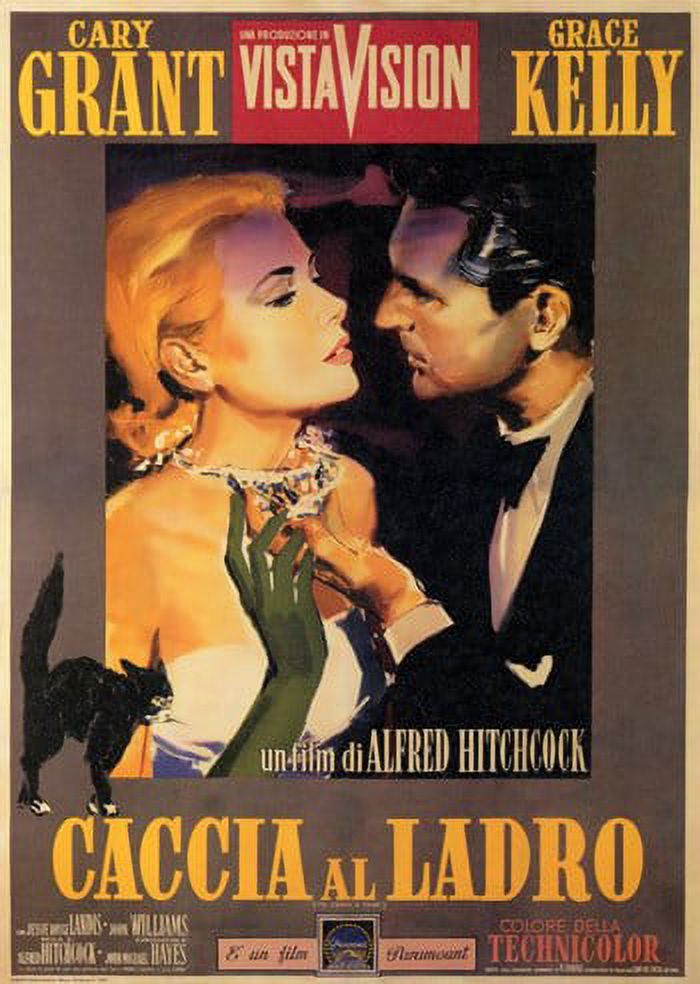 To Catch a Thief movie poster featuring Cary Grant and Grace Kelly, 11x17 inches.