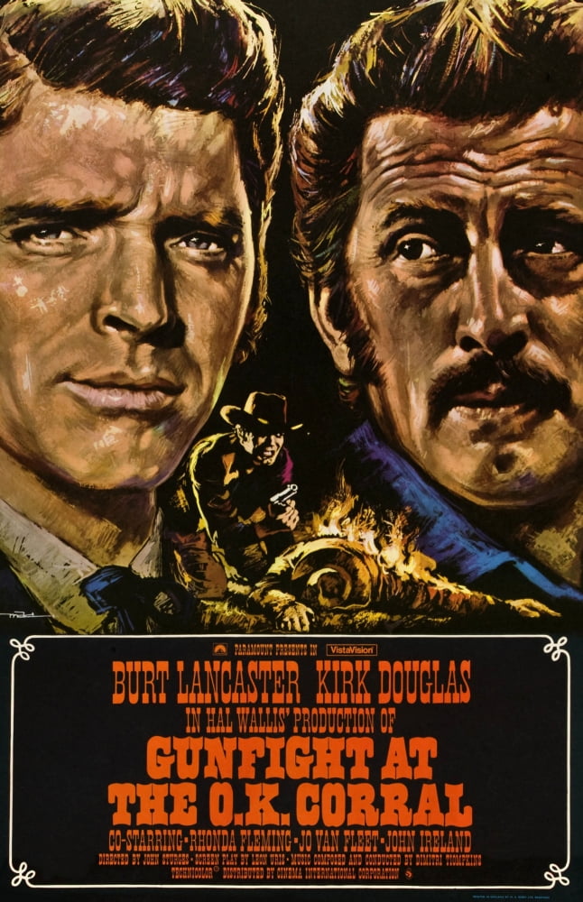 Gunfight at the O.K. Corral movie poster featuring Burt Lancaster and Kirk Douglas.