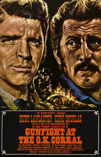 Gunfight at the O.K. Corral movie poster featuring Burt Lancaster and Kirk Douglas.