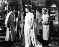 Bride of Frankenstein black and white photo print featuring Colin Clive, Elsa Lanchester, and Ernest Thesiger