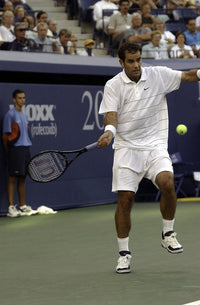 Pete Sampras US Open Photo Print showcasing the tennis legend in action.
