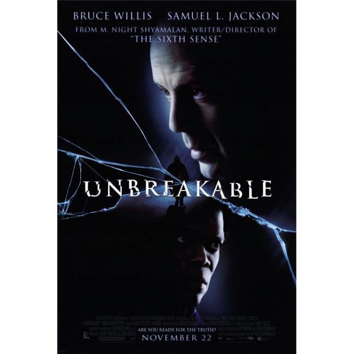 Unbreakable Movie Poster Print - 27x40 size featuring suspenseful film imagery.
