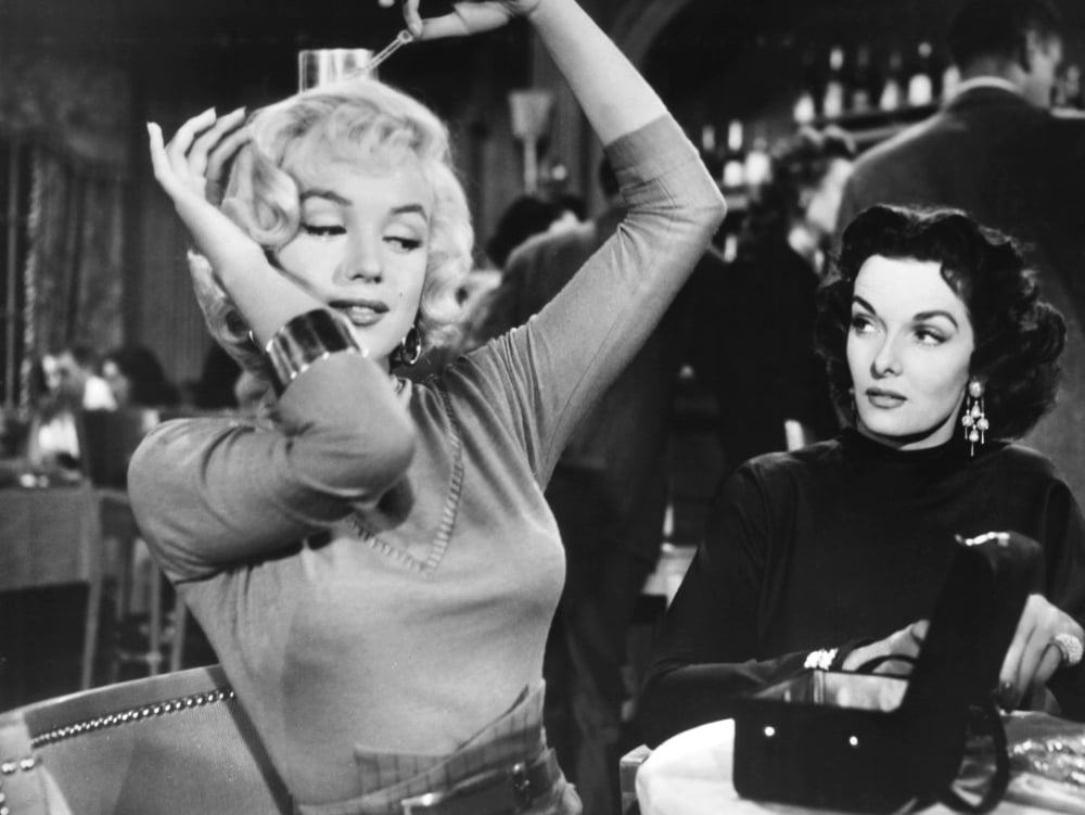 Gentlemen Prefer Blondes movie poster print showcasing vintage Hollywood glamour.