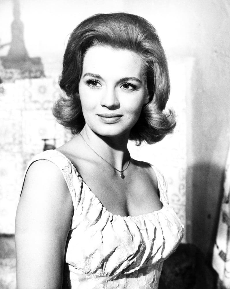 1962 photo print of Angie Dickinson showcasing classic Hollywood elegance.