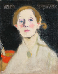 Self-Portrait Black Background Art Print by Helene Schjerfbeck