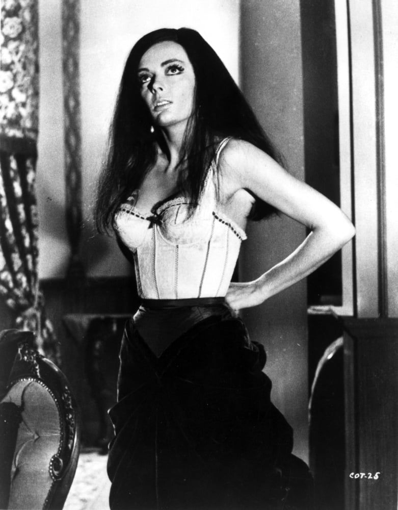 Classic portrait of Barbara Steele posed in lingerie photo print.