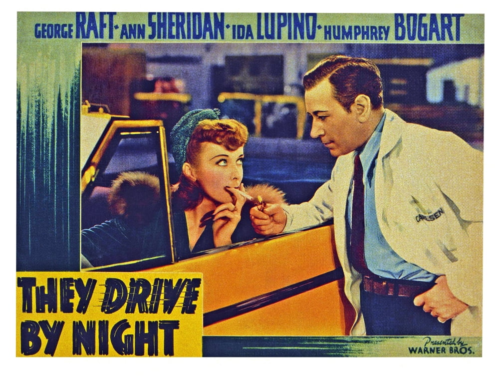 'They Drive by Night' movie poster print showcasing classic cinema theme.