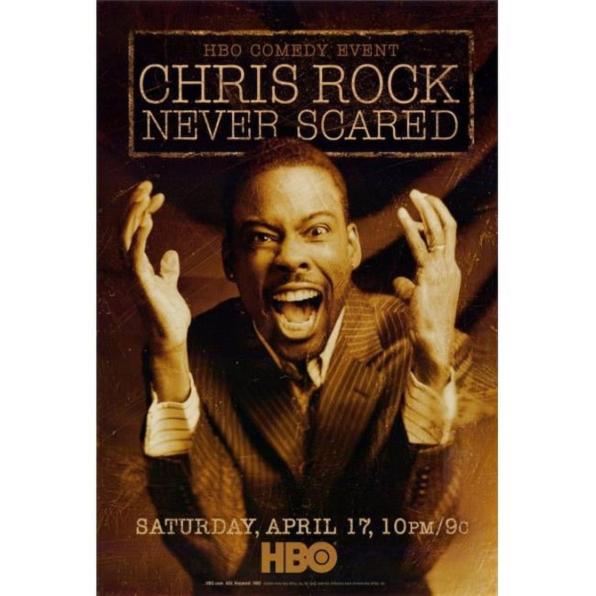 Chris Rock: Never Scared movie poster print showcasing vibrant colors and comedy themes.
