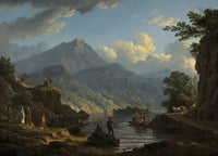 Landscape with Tourists at Loch Katrine poster print by John Knox, showcasing scenic beauty.