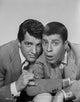 Black and white photo print of Dean Martin and Jerry Lewis in a wacky pose.