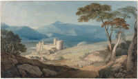 Harlech Castle and Snowdon art print by John Varley on premium paper.