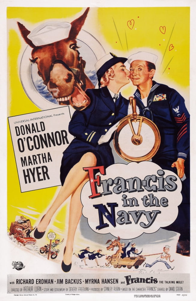 Francis In The Navy Movie Poster Print featuring Frances the Talking Mule, 1955 classic film.