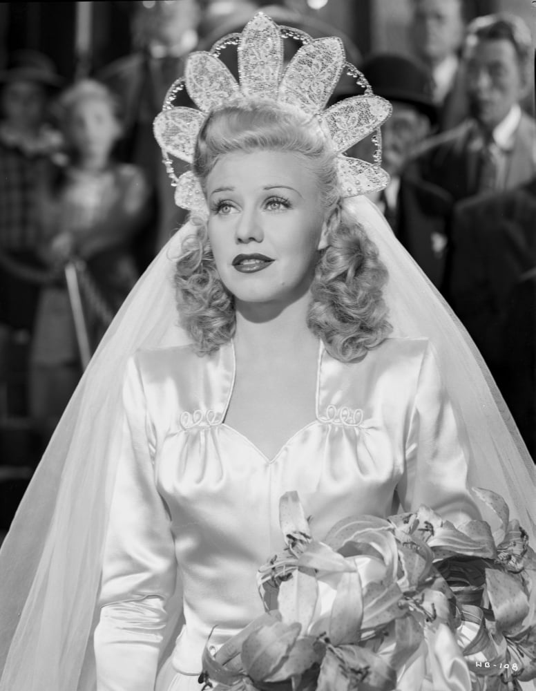 Ginger Rogers black and white portrait photo print in wedding dress
