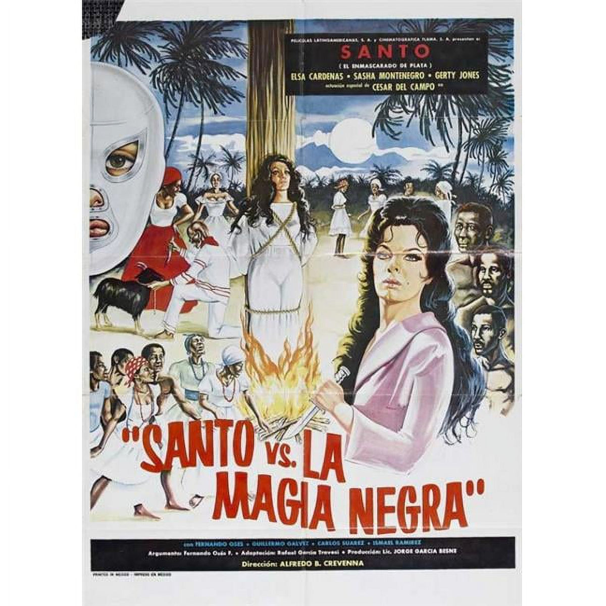 Santo vs. Black Magic Woman Movie Poster Print in vibrant colors.