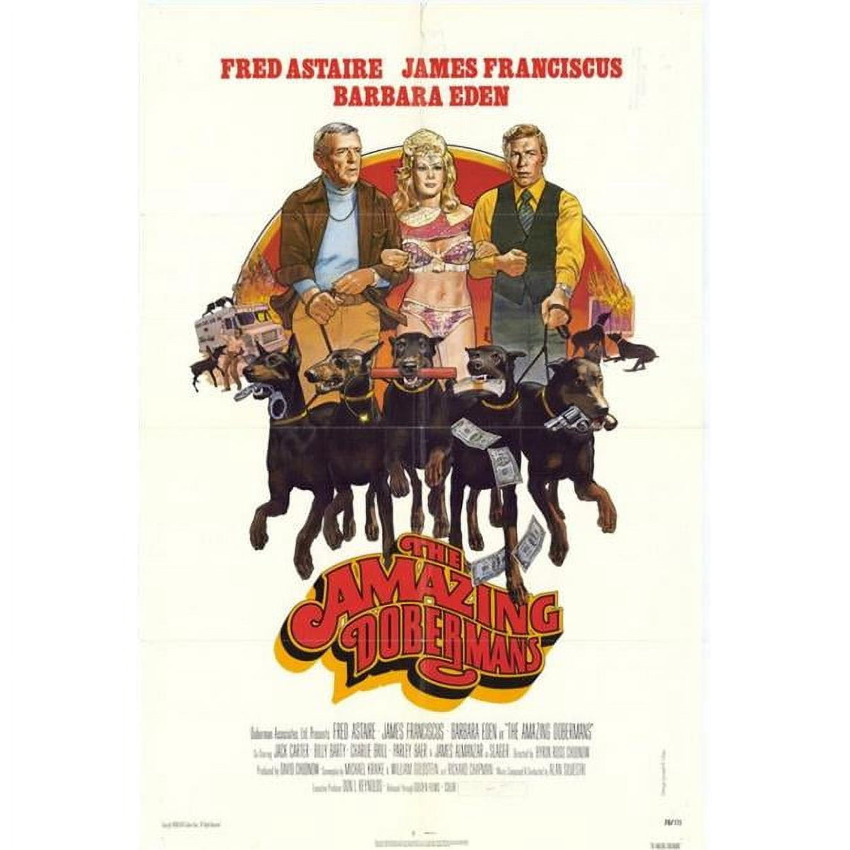 The Amazing Dobermans Movie Poster Print showcasing adventurous Dobermans.