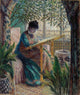 Madame Monet Embroidering Poster Print by Claude Monet