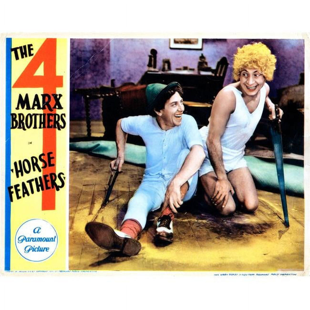 Horse Feathers lobby card movie poster featuring Chico and Harpo Marx.