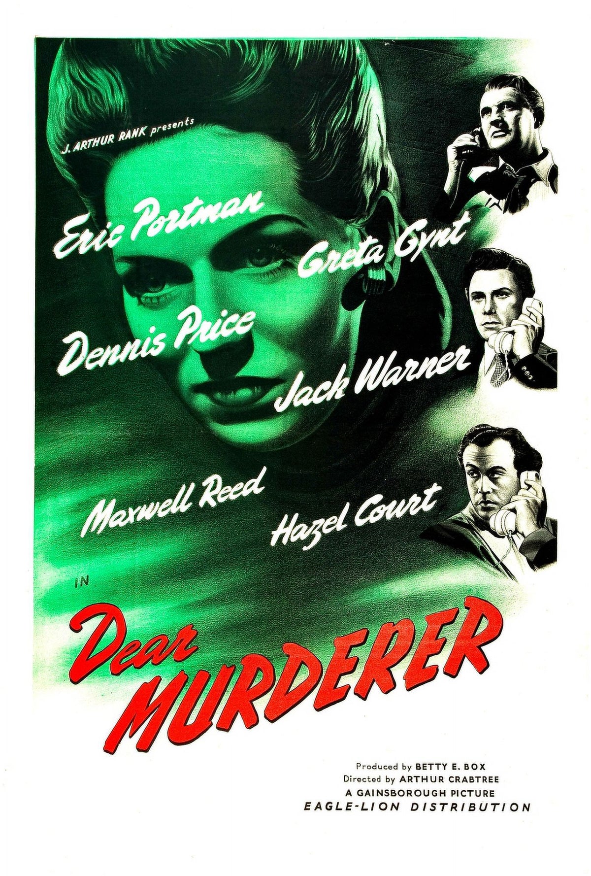 Dear Murderer Movie Masterprint Poster featuring Eric Portman, Maxwell Reed, and Dennis Price