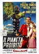 Forbidden Planet movie poster featuring Leslie Nielsen and Anne Francis, 1956 classic film.