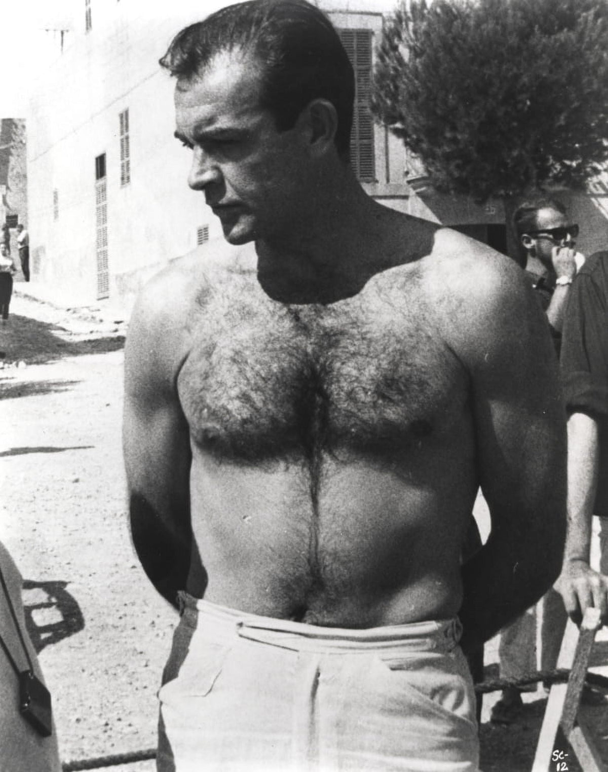 Sean Connery shirtless photo print capturing his iconic charm.