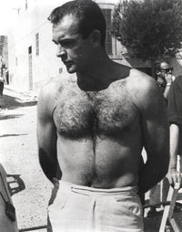 Sean Connery shirtless photo print capturing his iconic charm.