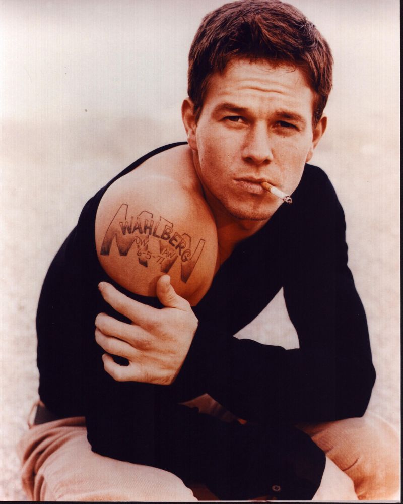 Mark Wahlberg photo print featuring cigarette and tattoo - 8x10