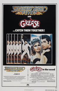 Saturday Night Fever and Grease movie poster featuring John Travolta and Olivia Newton-John