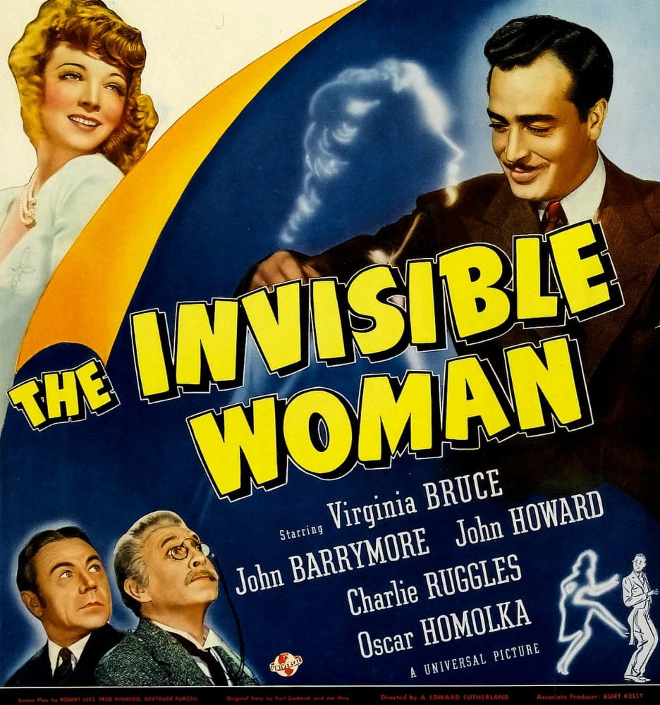 The Invisible Woman 1940 movie masterprint poster featuring Virginia Bruce, Charles Ruggles, and John Barrymore.