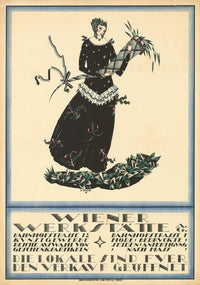 Wiener Werkstätte 1917 poster print by Dagobert Peche, featuring elegant design.