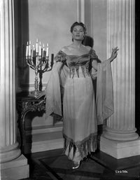 Yvonne De Carlo elegant black and white photo print in gown.