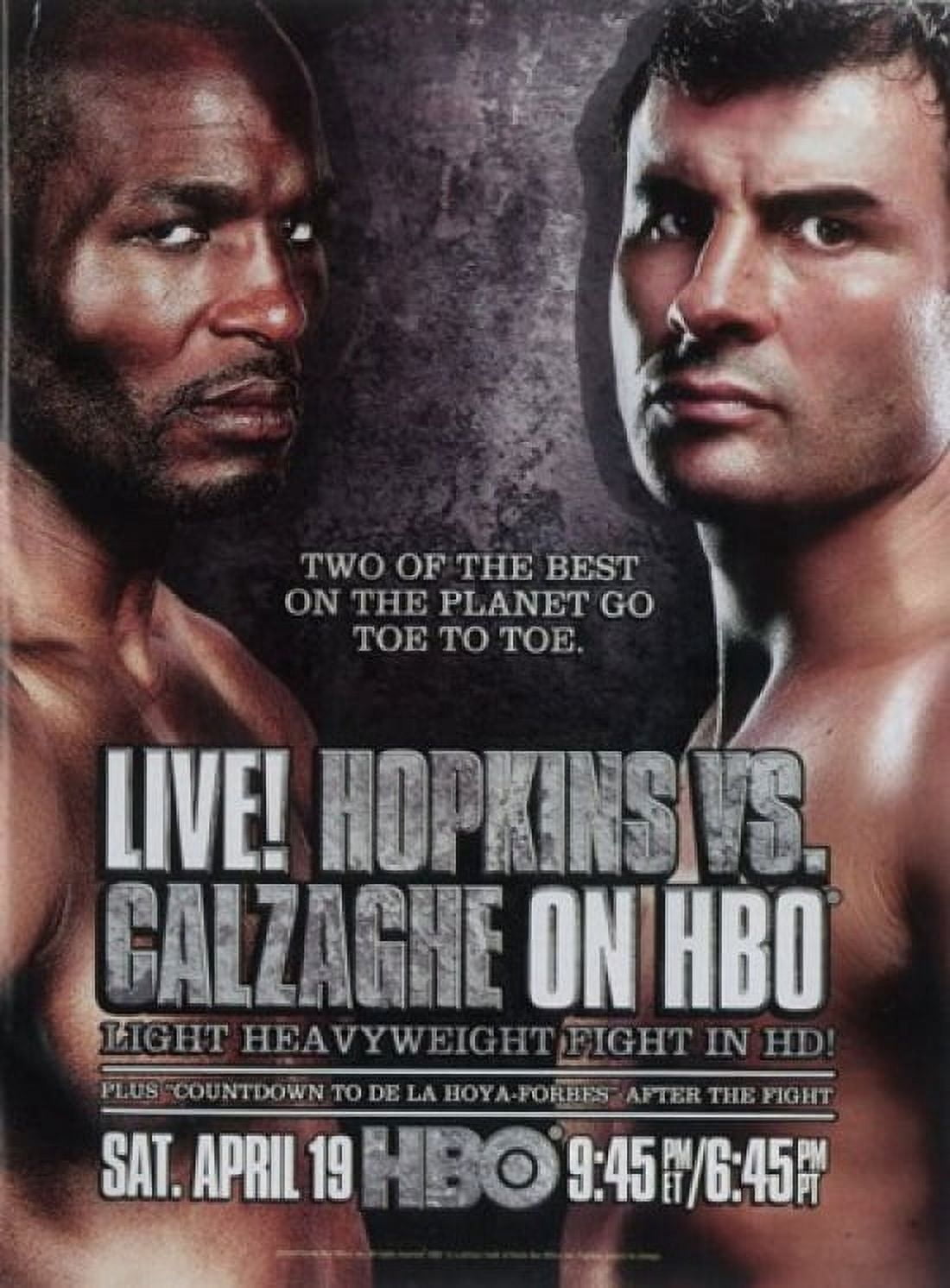 Hopkins vs. Calzaghe boxing movie poster 11x17