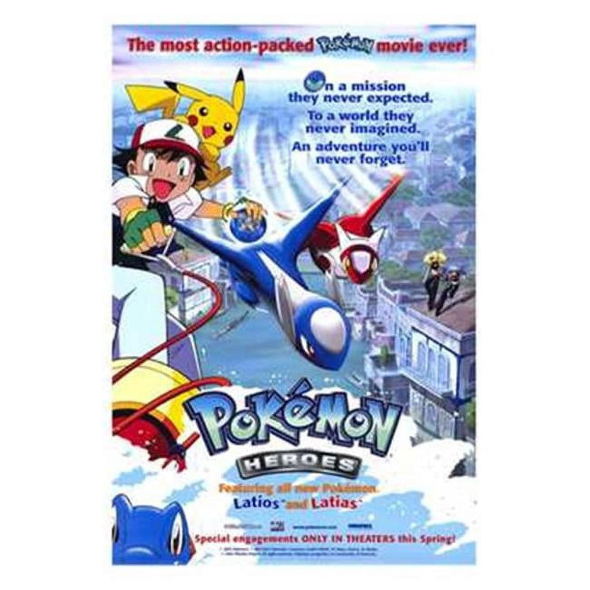 Pokemon Heroes Movie Poster 11x17 vibrant artwork