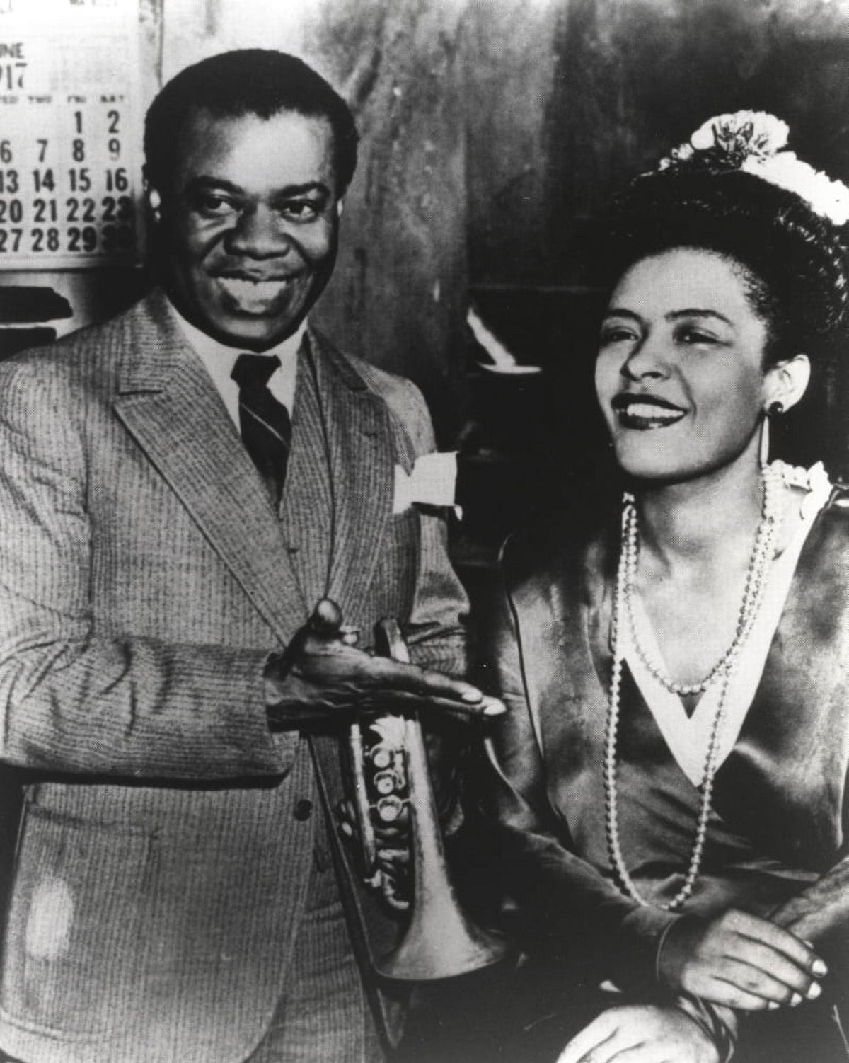 Billie Holiday smiling in formal suit photo print