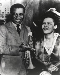 Billie Holiday smiling in formal suit photo print
