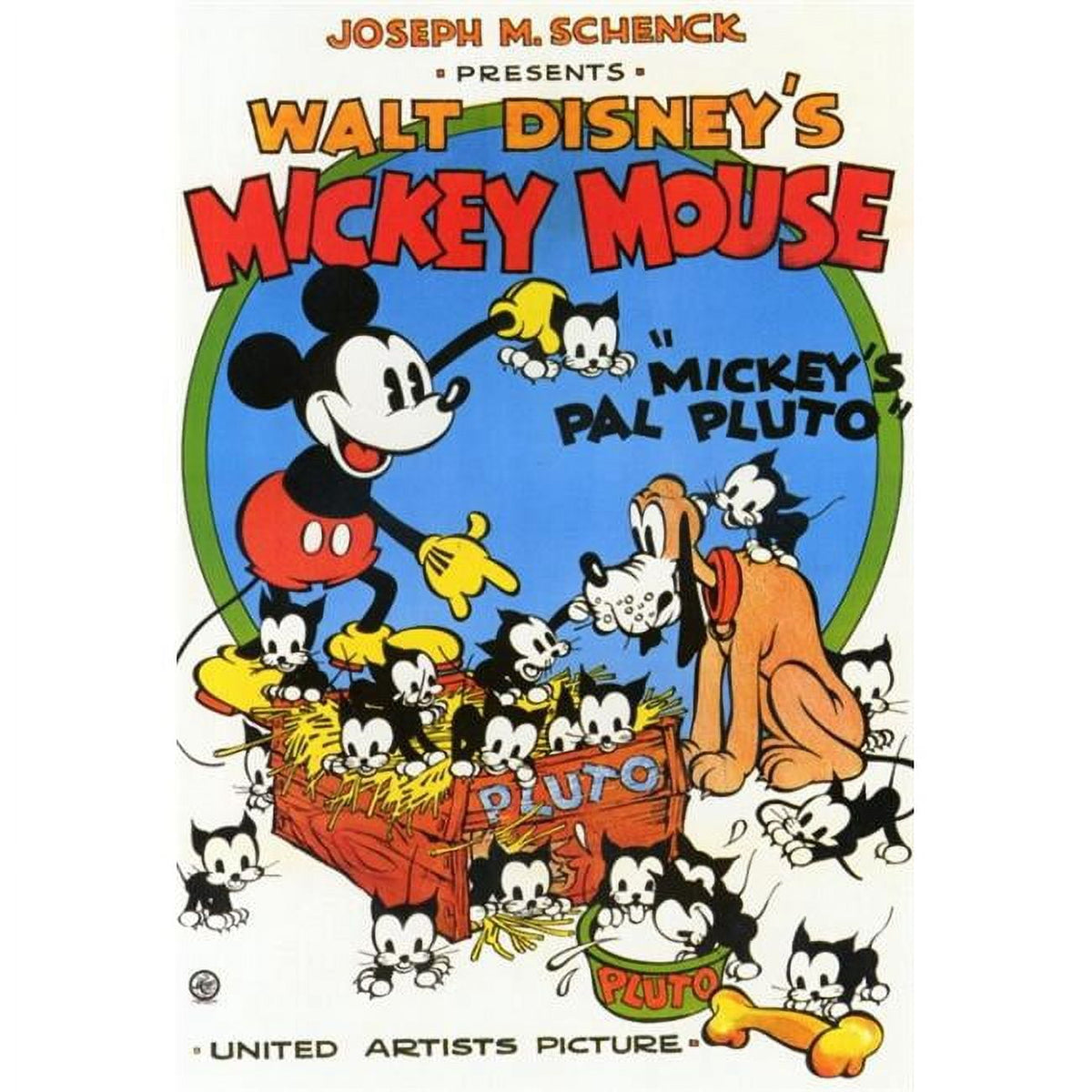Mickey's Pal Pluto movie poster print featuring Pluto and Mickey Mouse.