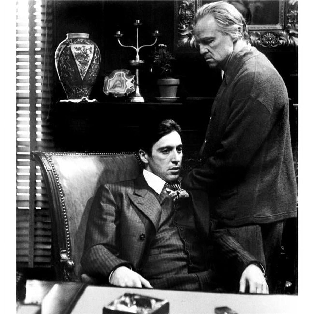 The Godfather movie photo print featuring Al Pacino and Marlon Brando from 1972.