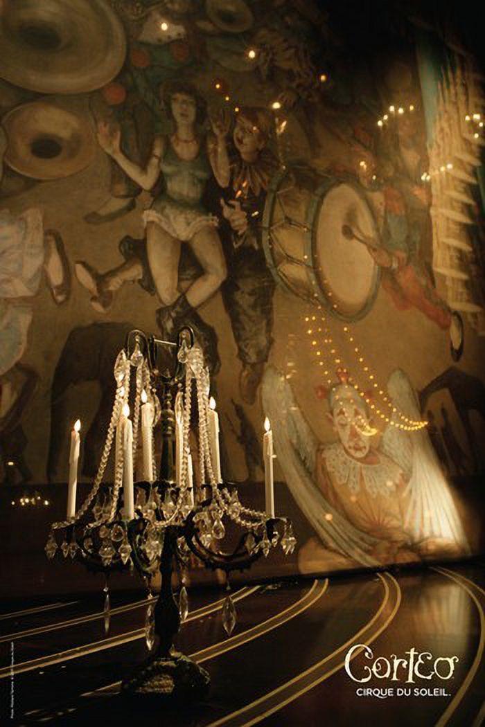 Cirque du Soleil Corteo movie poster featuring candles in vibrant colors.