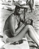Bo Derek beach photo print in swimsuit and hat