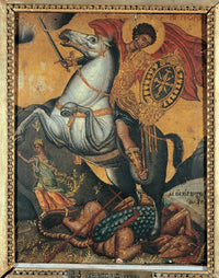 St. George and the Dragon poster print showcasing a heroic battle scene.