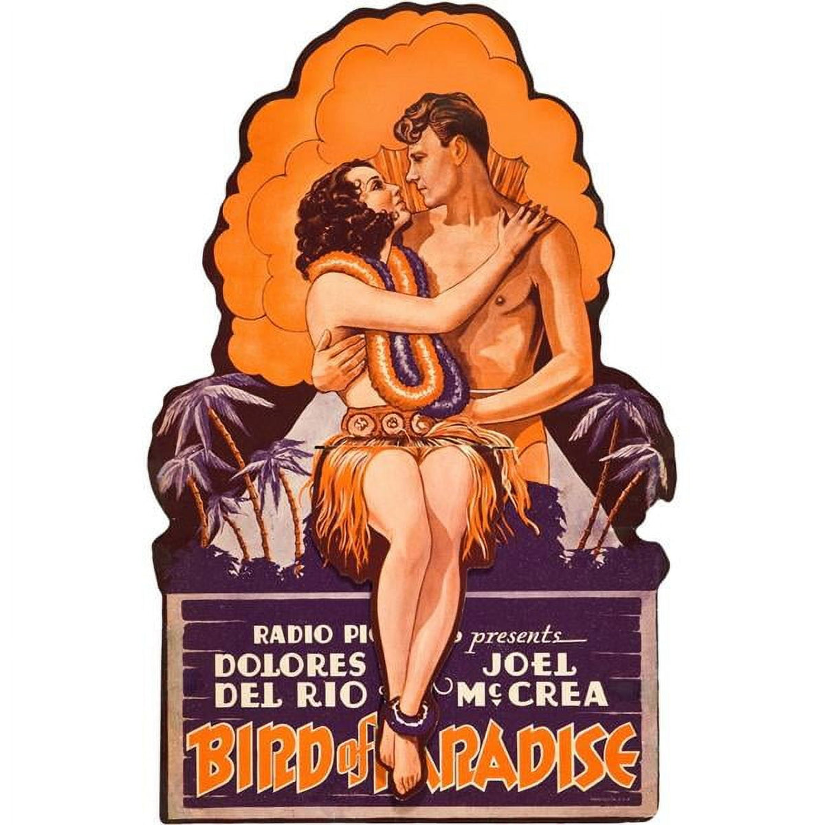 Bird Of Paradise movie poster featuring Dolores Del Rio and Joel McCrea, 1932.